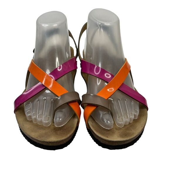 Rafting Goldstar Size 40 9.5 Sandal Soft Footbed Patent Micro Leather Strappy - Picture 1 of 13